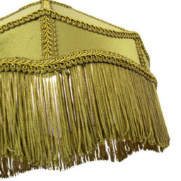Happy Homewares Traditional Victorian Empire Lamp Shade In Olive Green Velvet With Long Tassels - thumbnail 4