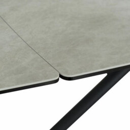 Xample Indus Valley Skylar Ceramic Extending Dining Table Set 120-180 Cm, 6 Taupe Faux Leather Chairs, Black Iron Legs, Seats 6-8 - thumbnail 6