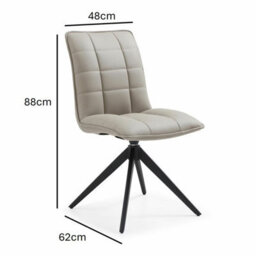 Xample Indus Valley Skylar Ceramic Extending Dining Table Set 120-180 Cm, 6 Taupe Faux Leather Chairs, Black Iron Legs, Seats 6-8 - thumbnail 4