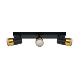 Cgc Puzon Black & Gold Gu10 Adjustable Triple Three Head Gu10 Ceiling Spotlight Bar Light - thumbnail 2