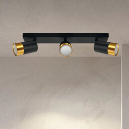 Cgc Puzon Black & Gold Gu10 Adjustable Triple Three Head Gu10 Ceiling Spotlight Bar Light - thumbnail 1