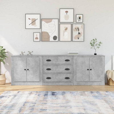 Vidaxl Sideboards 3 Pcs Concrete Grey Engineered Wood - image 1