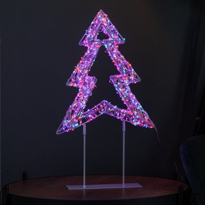 Samuel Alexander 45Cm Light Up White Christmas Tree On Metal Stand With Twinkling Rainbow Leds - image 1