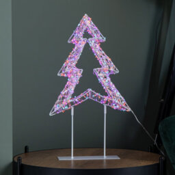Samuel Alexander 45Cm Light Up White Christmas Tree On Metal Stand With Twinkling Rainbow Leds - thumbnail 3