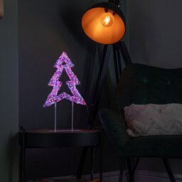 Samuel Alexander 45Cm Light Up White Christmas Tree On Metal Stand With Twinkling Rainbow Leds - thumbnail 2