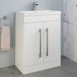 Affine Gloss White Bathroom Suite 1700mm Straight Bath Screen Basin Toilet Vanity Unit - thumbnail 4