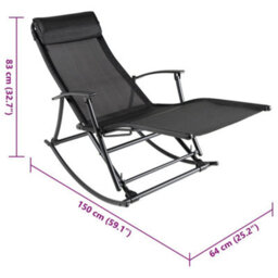 Walplus Garden Rocking Chair Steel And Textilene Black - thumbnail 7