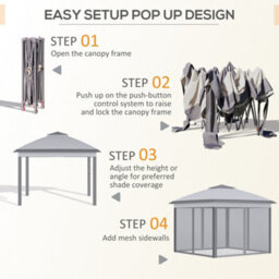 Outsunny Pop Up Gazebo Height Adjustable Canopy Tent W/ Carrying Bag, Grey - thumbnail 5