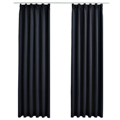 Berkfield Elegant Blackout Curtains With Hooks 2 Pcs Anthracite 140X175 Cm - image 1