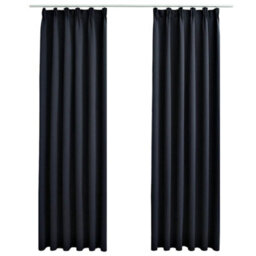 Berkfield Elegant Blackout Curtains With Hooks 2 Pcs Anthracite 140X175 Cm - thumbnail 1