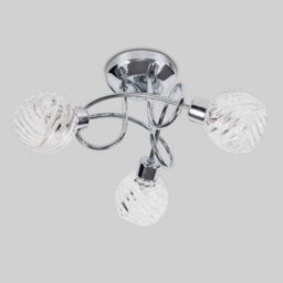Valuelights Reyka 3 Way Polished Chrome Curved Arm Flush Ceiling Light With Swirled Glass Dome Shades With Led Bulb - thumbnail 4