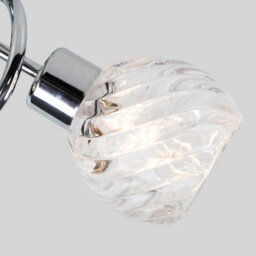 Valuelights Reyka 3 Way Polished Chrome Curved Arm Flush Ceiling Light With Swirled Glass Dome Shades With Led Bulb - thumbnail 7