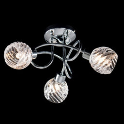 Valuelights Reyka 3 Way Polished Chrome Curved Arm Flush Ceiling Light With Swirled Glass Dome Shades With Led Bulb - thumbnail 6