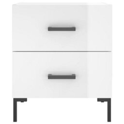 Berkfield Modern Bedside Cabinets 2 Pcs High Gloss White 40X35X47.5 Cm Engineered Wood - thumbnail 6