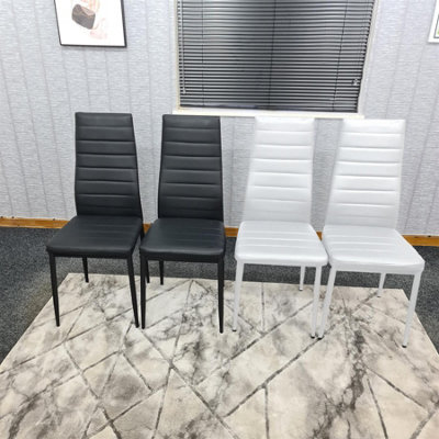 Kosy Koala Dining Chairs Set Of 4 Four Colourful Mixed Leather Kitchen Chairs (2 Black, 2 White) - image 1