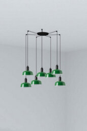 Luminosa Lighting Luminosa Tatawin Small Cluster Pendant Ceiling Light Black, Gloss Green 7X E27