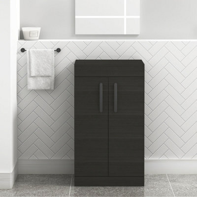 Royal Bathrooms Turin 500mm Hale Black Floor Standing Worktop Vanity Unit - 2 Doors With Matt Black Handle - image 1