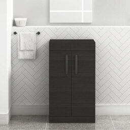 Royal Bathrooms Turin 500mm Hale Black Floor Standing Worktop Vanity Unit - 2 Doors With Matt Black Handle - thumbnail 1