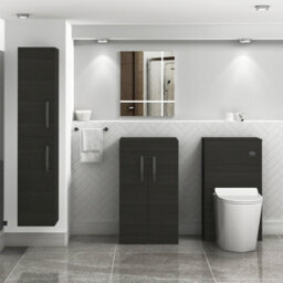 Royal Bathrooms Turin 500mm Hale Black Floor Standing Worktop Vanity Unit - 2 Doors With Matt Black Handle - thumbnail 2