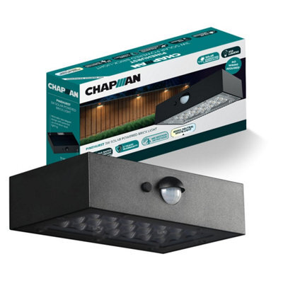 Chapman Pinehurst Black 3W Pir Led Solar Brick Lights , Ip65 Waterproof Wall Lights With Motion Sensor For Outdoors - image 1