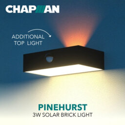 Chapman Pinehurst Black 3W Pir Led Solar Brick Lights , Ip65 Waterproof Wall Lights With Motion Sensor For Outdoors - thumbnail 4