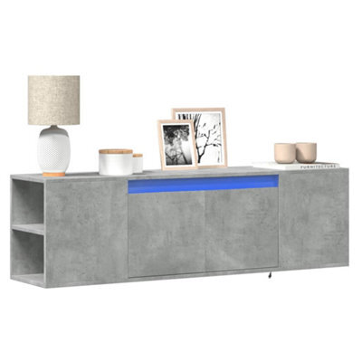 Berkfield Tv Wall Cabinet With Led Lights Concrete Grey 135X31X39.5 Cm - image 1