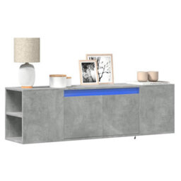 Berkfield Tv Wall Cabinet With Led Lights Concrete Grey 135X31X39.5 Cm