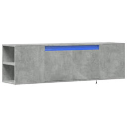 Berkfield Tv Wall Cabinet With Led Lights Concrete Grey 135X31X39.5 Cm - thumbnail 3