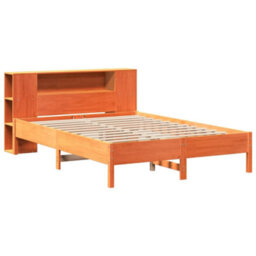 Berkfield Bookcase Bed Without Mattress Wax Brown 150X200 Cm King Solid Wood Pine - thumbnail 3