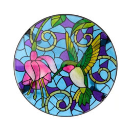 Outdoor Folding Side Table With Mosaic Hummingbird Glass Top - thumbnail 4