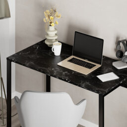 Decortie Inna Modern Work Table Lotus With Sturdy Black Metal Legs Particle Board Industrial Desk Width 110Cm - thumbnail 5