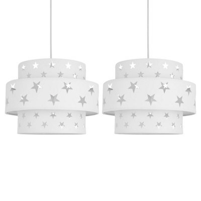 First Choice Lighting Pair Of White Star Two Tier Light Shades - image 1