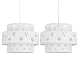 First Choice Lighting Pair Of White Star Two Tier Light Shades - thumbnail 1