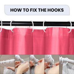 Neel Blue Bright Pink Shower Curtain With 12 Hooks, Mould & Mildew Resistant - 72X72 Inch - thumbnail 5