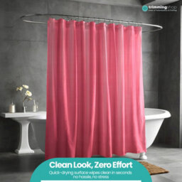 Neel Blue Bright Pink Shower Curtain With 12 Hooks, Mould & Mildew Resistant - 72X72 Inch - thumbnail 8