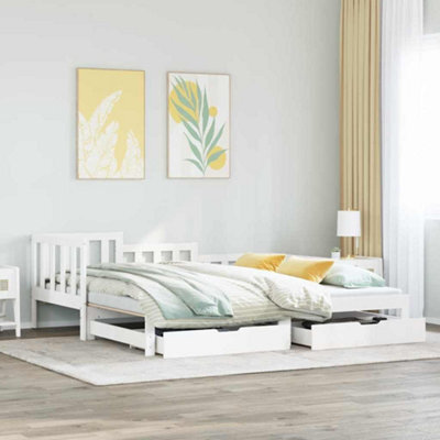 Walplus Daybed With Trundle And Drawers Without Mattress White 90X190 Cm Single - image 1