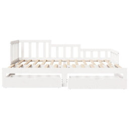Walplus Daybed With Trundle And Drawers Without Mattress White 90X190 Cm Single - thumbnail 4