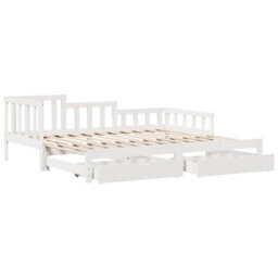 Walplus Daybed With Trundle And Drawers Without Mattress White 90X190 Cm Single - thumbnail 3