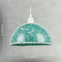 Happy Homewares Teal Mosaic Handmade Pendant Lamp Shade With Domed Semi Circular Shape - thumbnail 7
