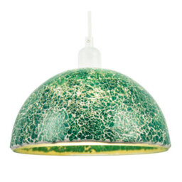 Happy Homewares Teal Mosaic Handmade Pendant Lamp Shade With Domed Semi Circular Shape - thumbnail 2