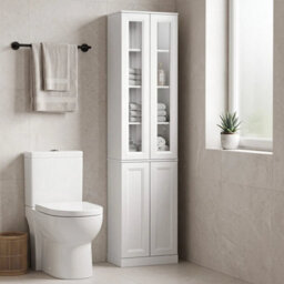 Tall Bathroom Storage Cabinet, 6-Tier Bathroom Cabinet, White - thumbnail 6