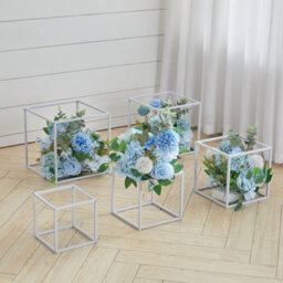 Living And Home White Cube Metal Floor Vase Flower Stand Wedding Centrepieces 28Cm