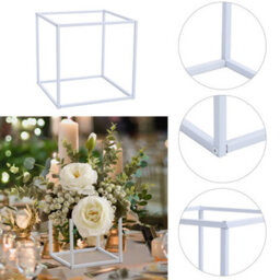 Living And Home White Cube Metal Floor Vase Flower Stand Wedding Centrepieces 28Cm - thumbnail 3