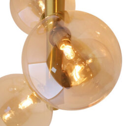 Long Life Lamps Company 6 Cluster Amber Glass Globe Lamp Shades Brass Ceiling Pendant Light K443 - thumbnail 3