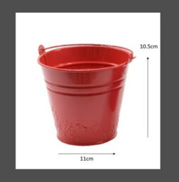 Decoris 4 X Childs Metal Bucket Planter Zinc Flower Pot Tin Pen Pot Craft Pot Bright Red - thumbnail 2