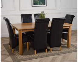 That's Furniture Oslo 180 X 90 Cm Large Oak Dining Table And 6 Chairs Dining Set With Montana Black Leather Chairs - thumbnail 3