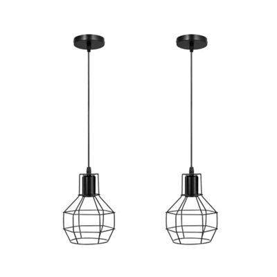 Industrial Cage Pendant Ceiling Light,adjustable Hanging Ceiling Lights, Black Wire Lampshade For Kitchen Bar Cafe Hallway - image 1