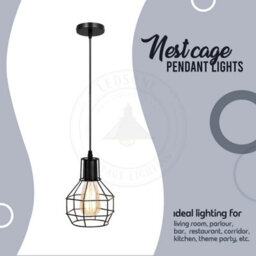 Industrial Cage Pendant Ceiling Light,adjustable Hanging Ceiling Lights, Black Wire Lampshade For Kitchen Bar Cafe Hallway - thumbnail 6