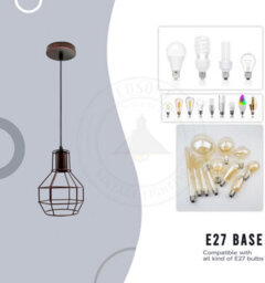 Industrial Cage Pendant Ceiling Light,adjustable Hanging Ceiling Lights, Black Wire Lampshade For Kitchen Bar Cafe Hallway - thumbnail 4