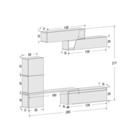 Decorotika Arad Moduler Modern Tv Unit Wall Mount Customizable Layout High Gloss White - thumbnail 6
